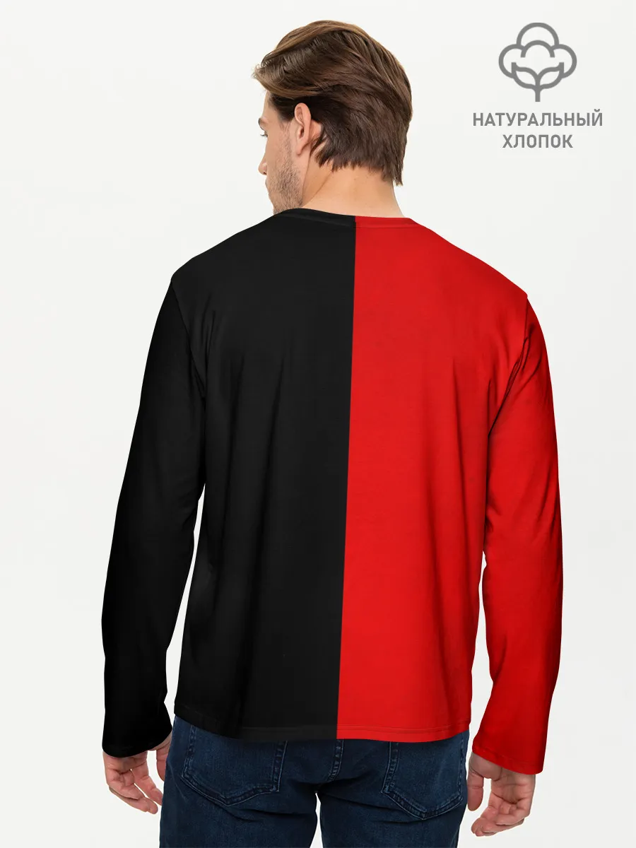 Мужской лонгслив базовый / Smail Black and red