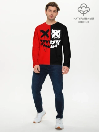 Мужской лонгслив базовый / Smail Black and red