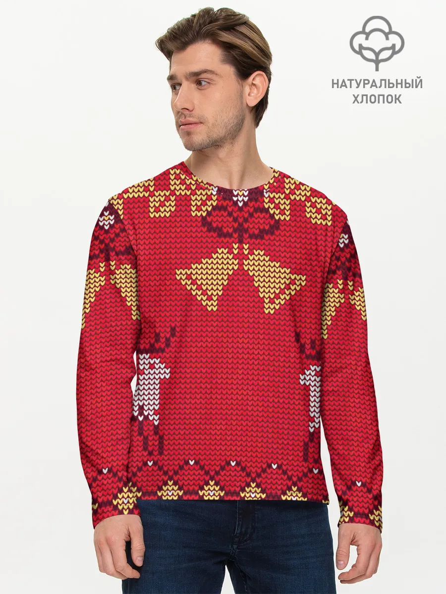 Мужской лонгслив базовый / Олени