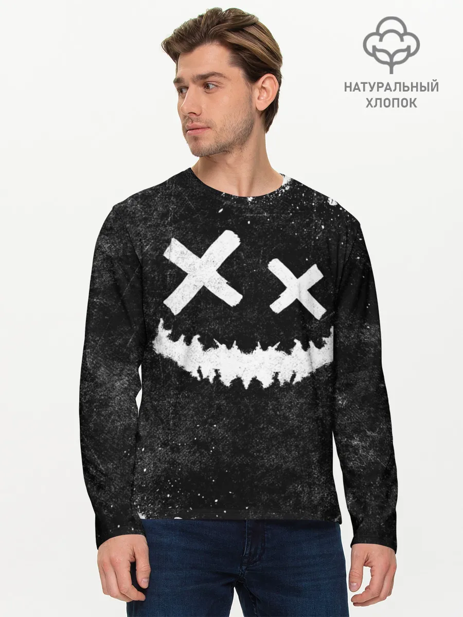 Мужской лонгслив базовый / BW Emoji