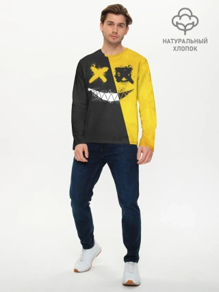 Мужской лонгслив базовый / Yellow and Black Emoji