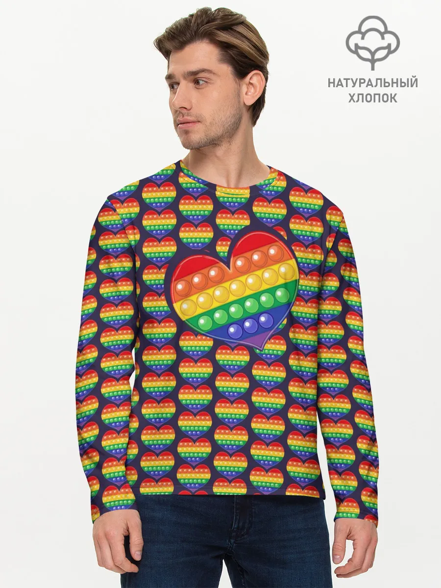 Мужской лонгслив базовый / Большое сердце ПОП-ИТа