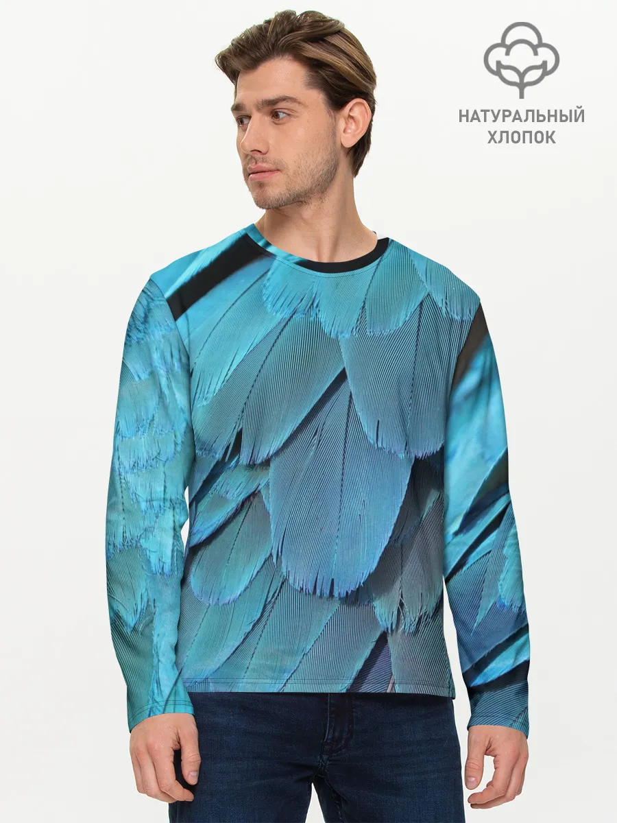 Мужской лонгслив базовый / Перья попугая