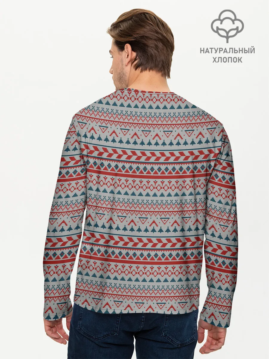 Мужской лонгслив базовый / Скандинавский орнамент