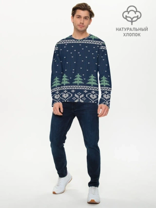 Мужской лонгслив базовый / Зимняя ночь