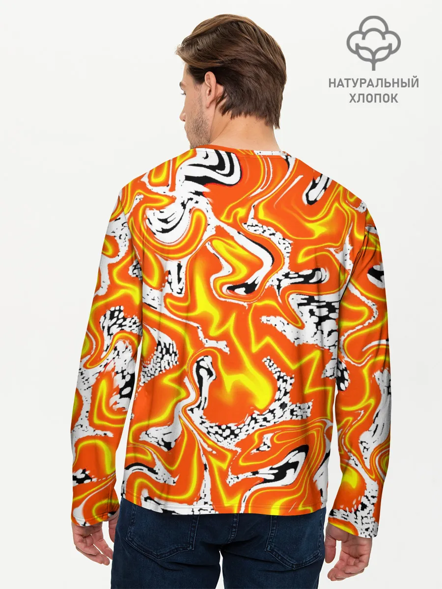 Мужской лонгслив базовый / Огненные разводы лавы