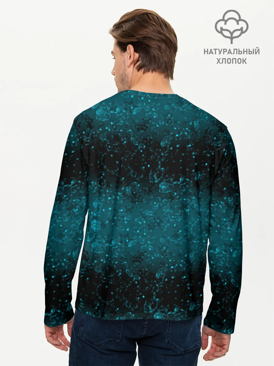 Мужской лонгслив базовый / Черно-синие блестки