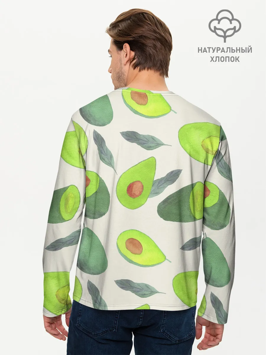 Мужской лонгслив базовый / Авокадо - фруктовый паттерн