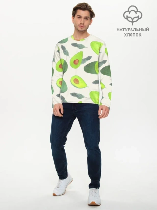 Мужской лонгслив базовый / Авокадо - фруктовый паттерн