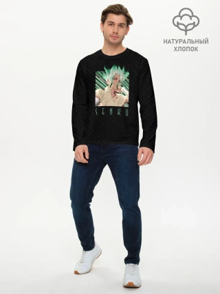 Мужской лонгслив базовый / Сенку Ишигами в квадрате