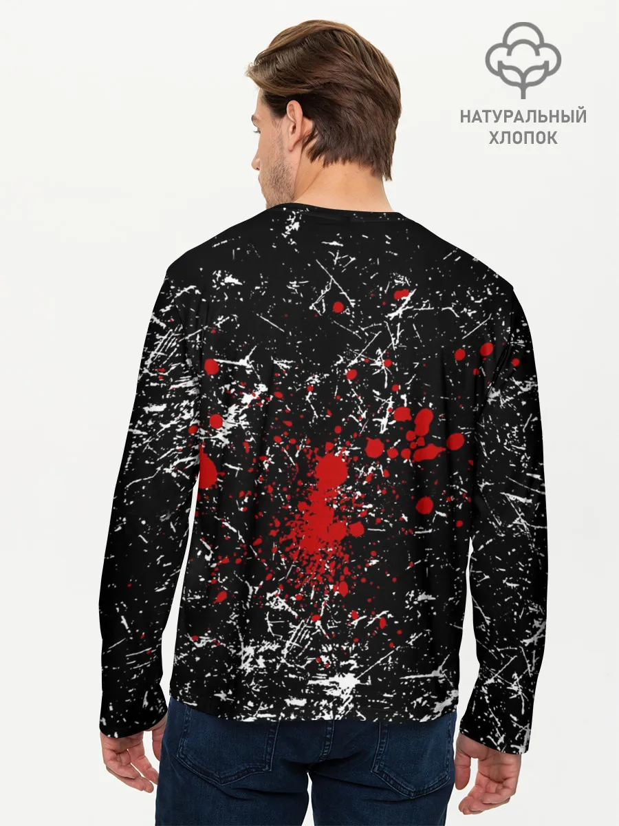 Мужской лонгслив базовый / Брызги Череп Хипстер Гранж