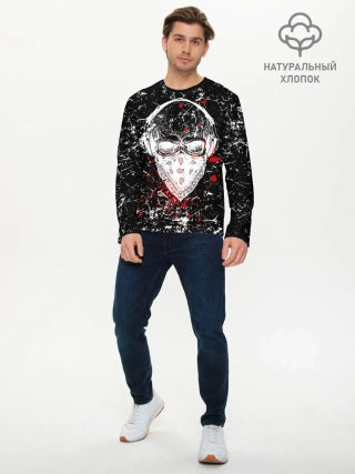 Мужской лонгслив базовый / Брызги Череп Хипстер Гранж