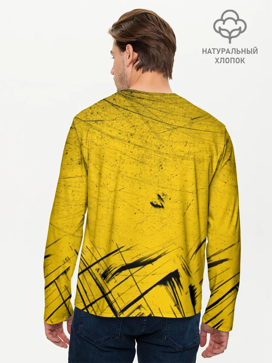 Мужской лонгслив базовый / Череп Хипстер Гранж Брызги