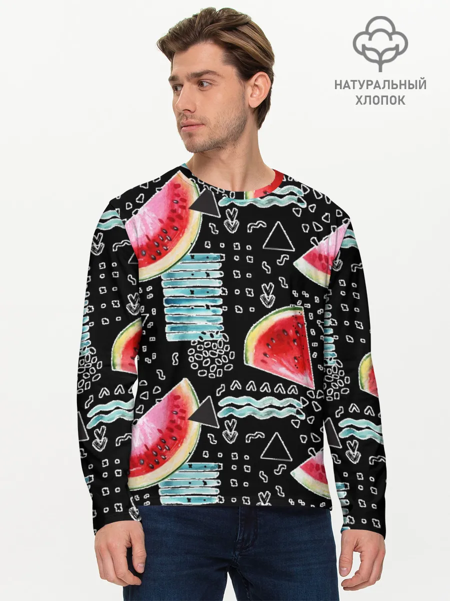 Мужской лонгслив базовый / сладкий арбуз