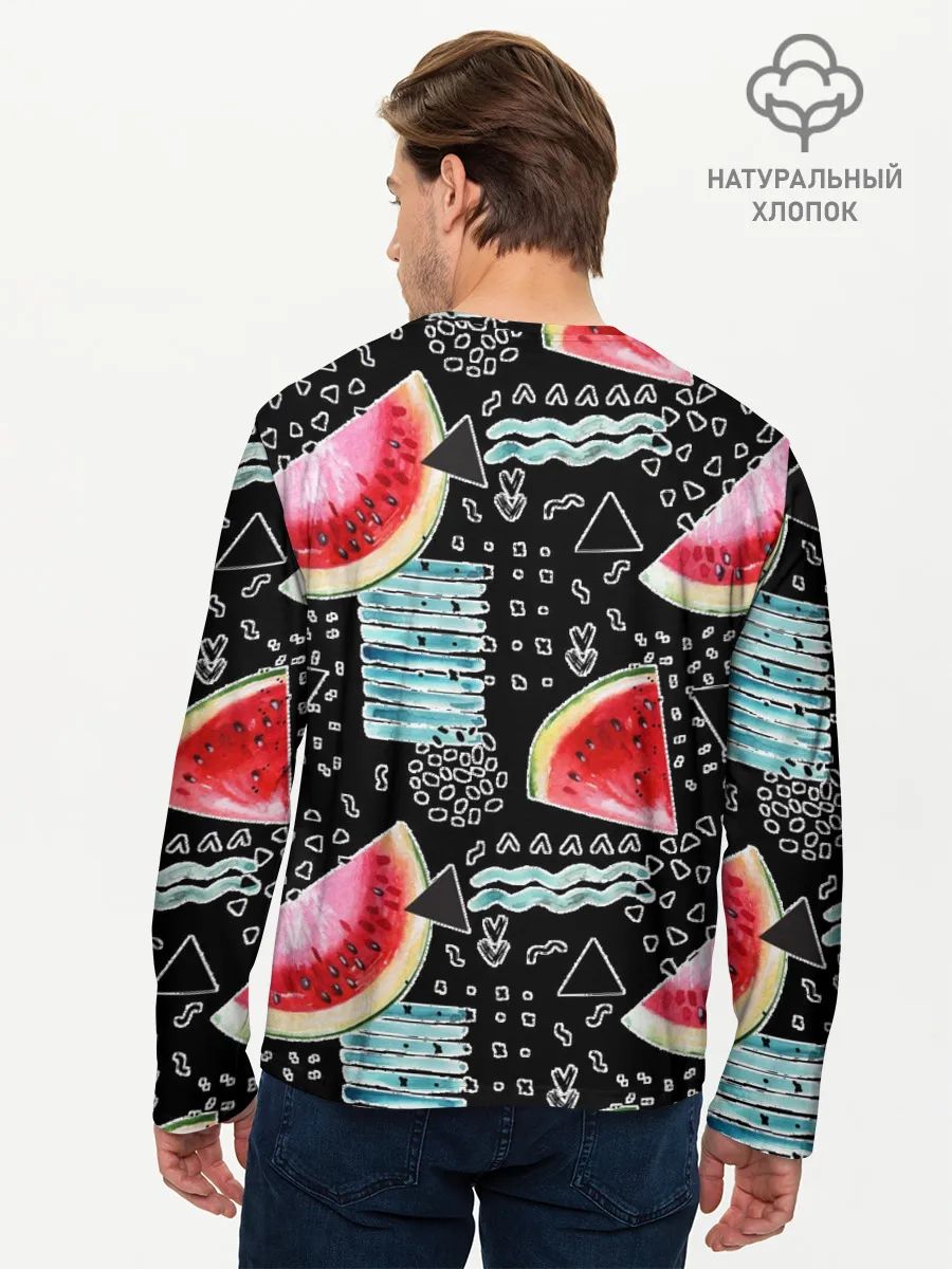 Мужской лонгслив базовый / сладкий арбуз