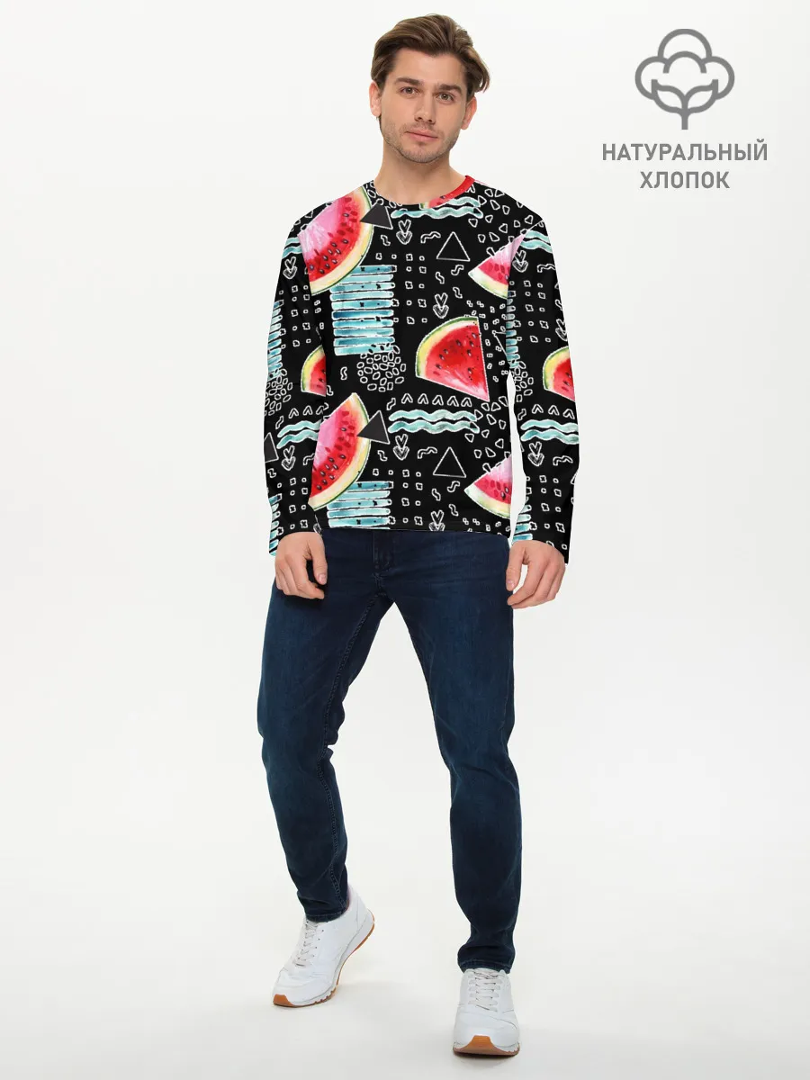 Мужской лонгслив базовый / сладкий арбуз