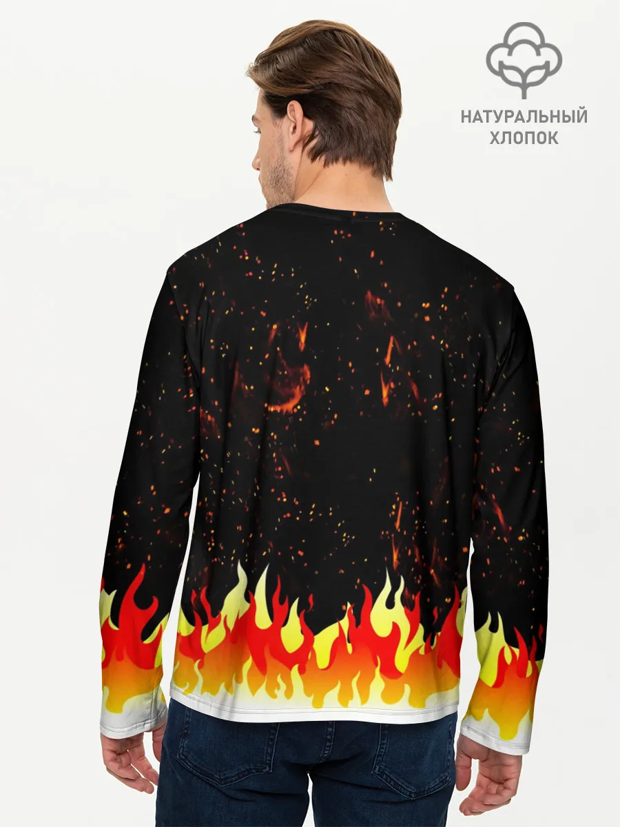 Мужской лонгслив базовый / Пылающий Череп