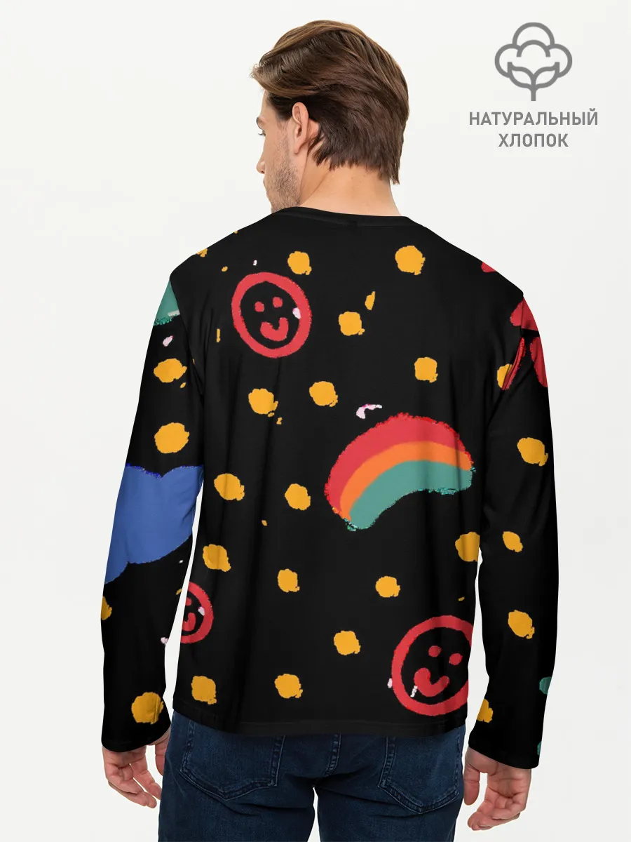 Мужской лонгслив базовый / красочное детство