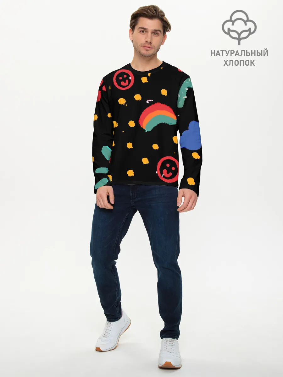 Мужской лонгслив базовый / красочное детство