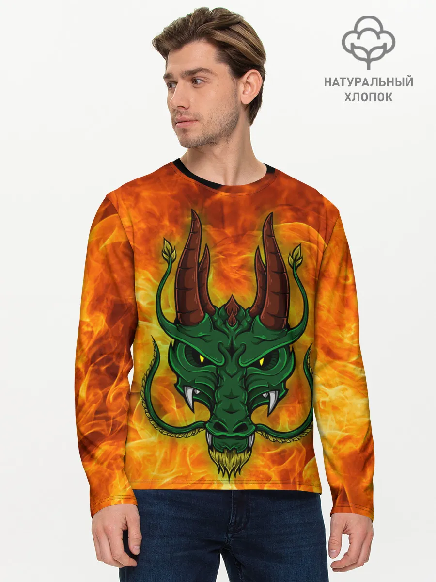 Мужской лонгслив базовый / Японский дракон | Japanese Dragon