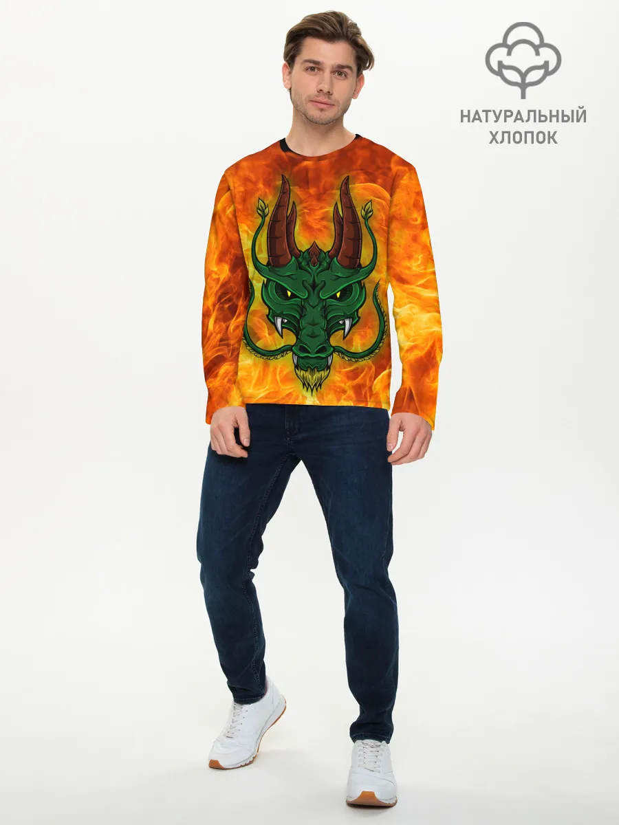 Мужской лонгслив базовый / Японский дракон | Japanese Dragon