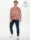 Мужской лонгслив базовый / Красно-золотые разводы красок паттерн
