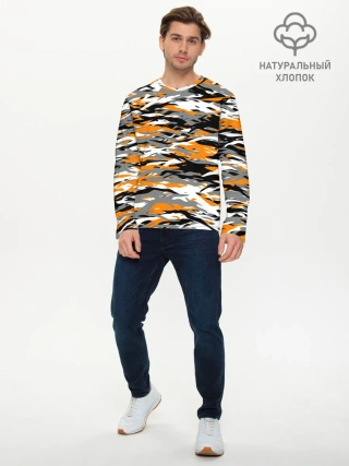 Мужской лонгслив базовый / Тигровый камуфляж
