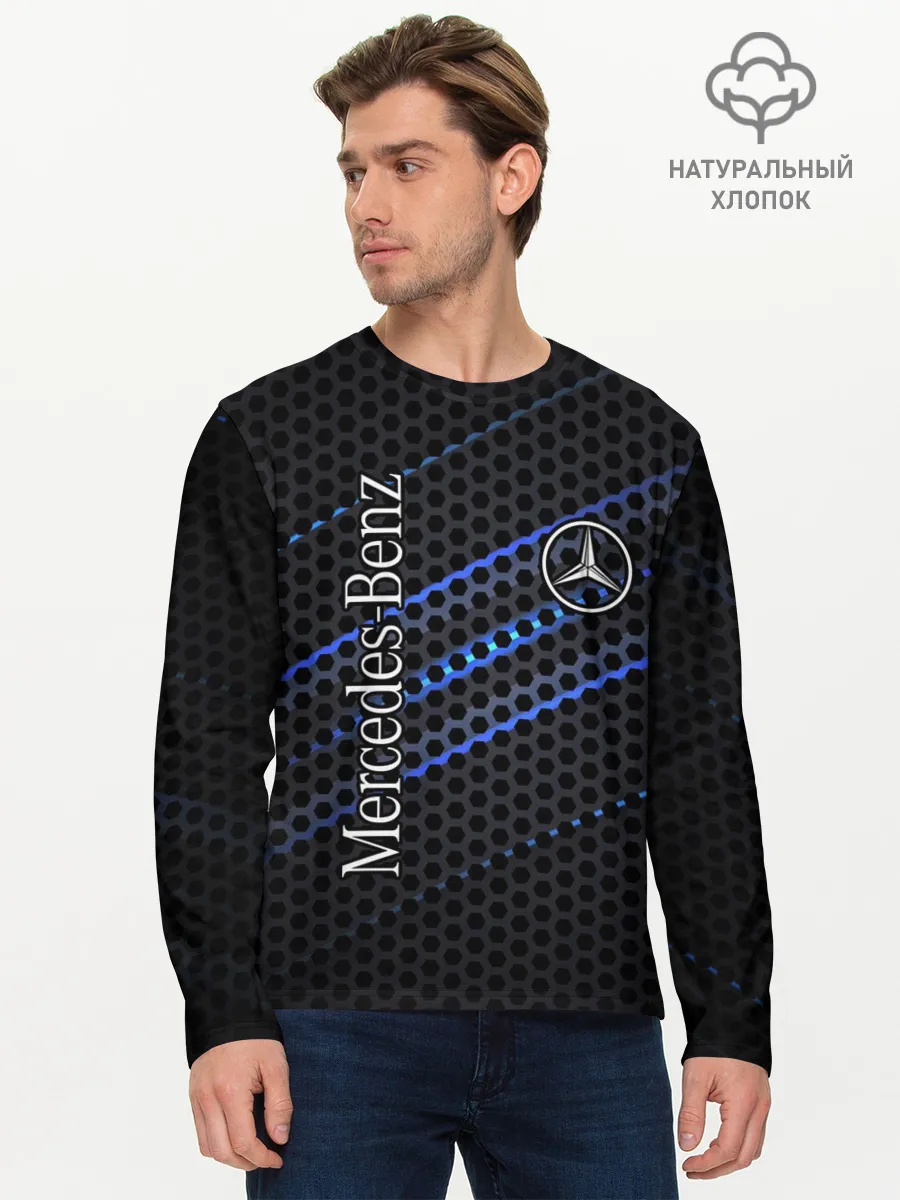 Мужской лонгслив базовый / MERCEDES LOGO NEON