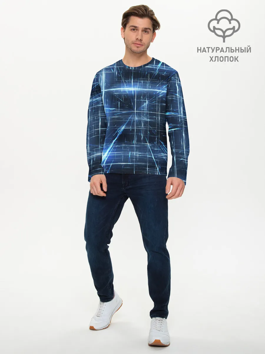 Мужской лонгслив базовый / Линии неона