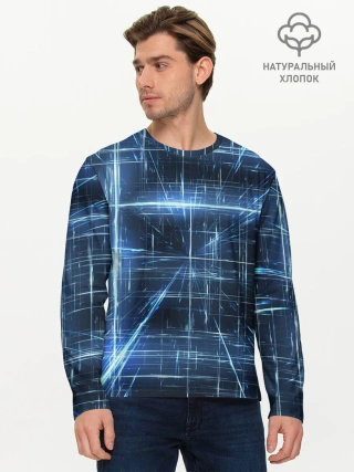 Мужской лонгслив базовый / Линии неона