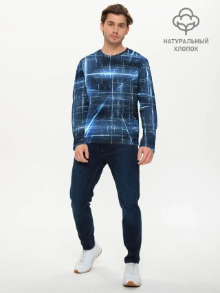 Мужской лонгслив базовый / Линии неона