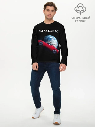 Мужской лонгслив базовый / Space X Zero gravity car
