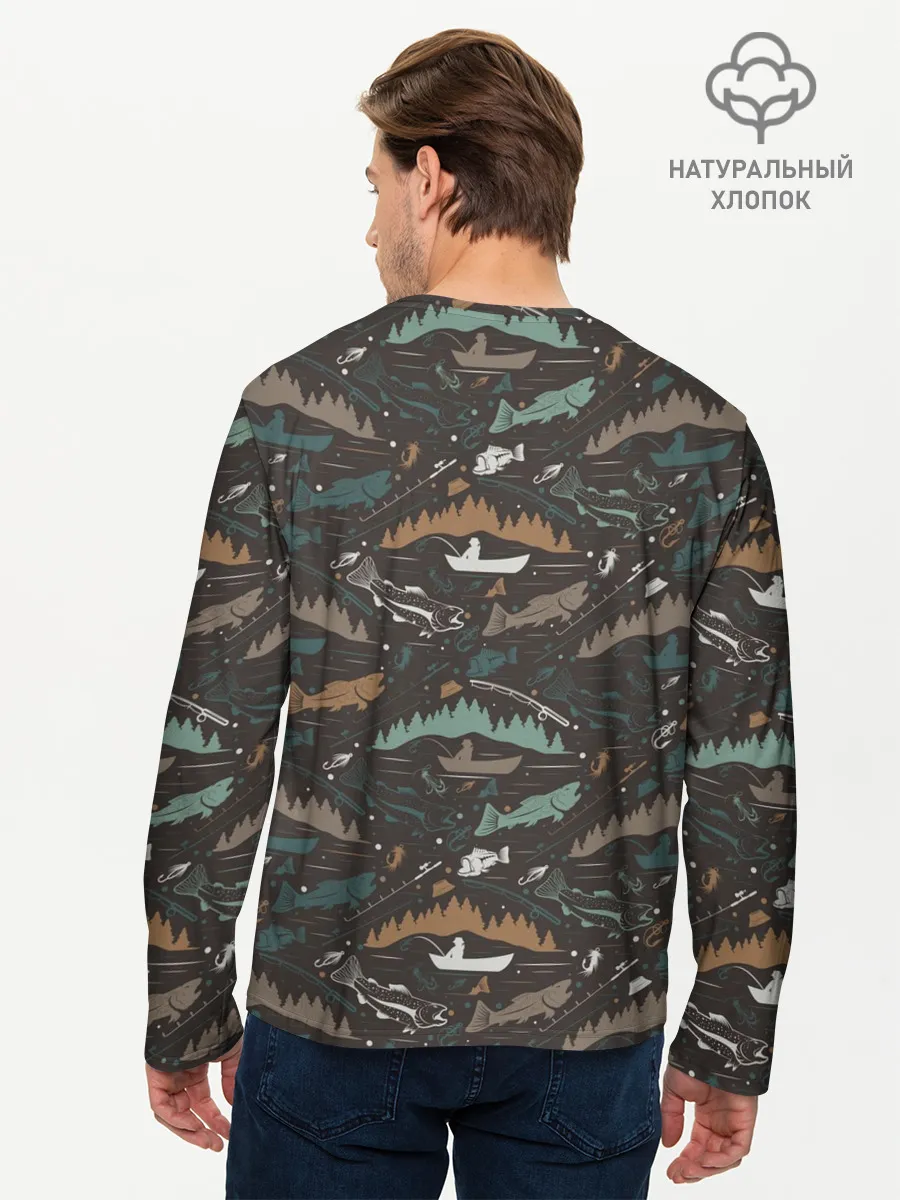 Мужской лонгслив базовый / На Рыбалке