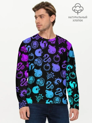 Мужской лонгслив базовый / 7 СМЕРТНЫХ ГРЕХОВ НЕОН ЭМБЛЕМЫ