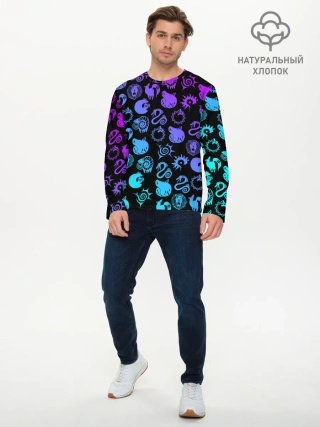 Мужской лонгслив базовый / 7 СМЕРТНЫХ ГРЕХОВ НЕОН ЭМБЛЕМЫ