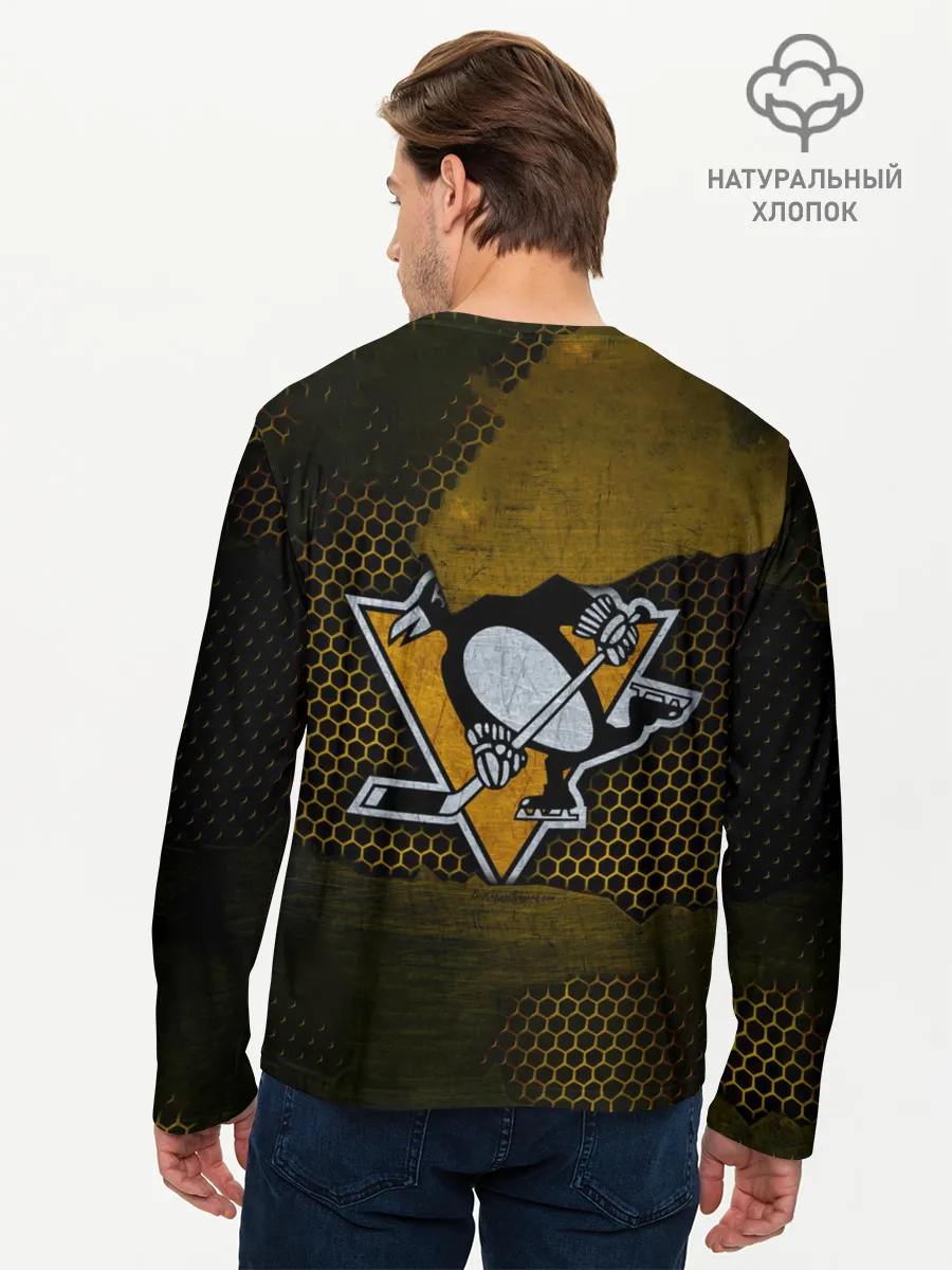 Мужской лонгслив базовый / Pittsburgh Penguins на спине