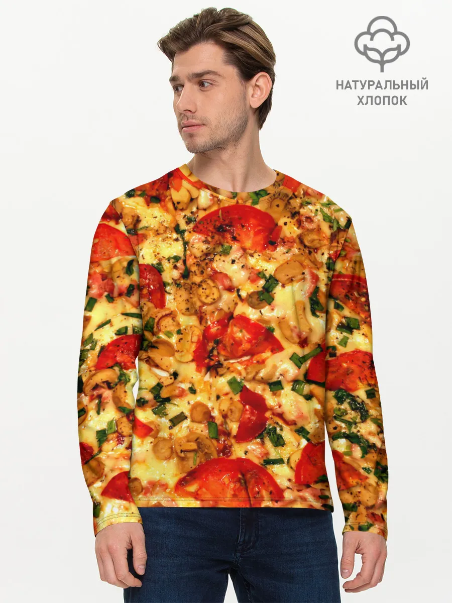 Мужской лонгслив базовый / Пицца с грибами