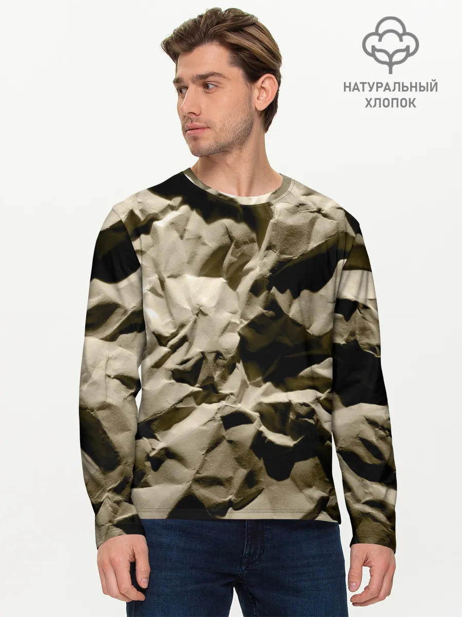 Мужской лонгслив базовый / Мягкая мятая бумага