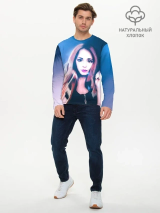 Мужской лонгслив базовый / Девушка с большими глазами