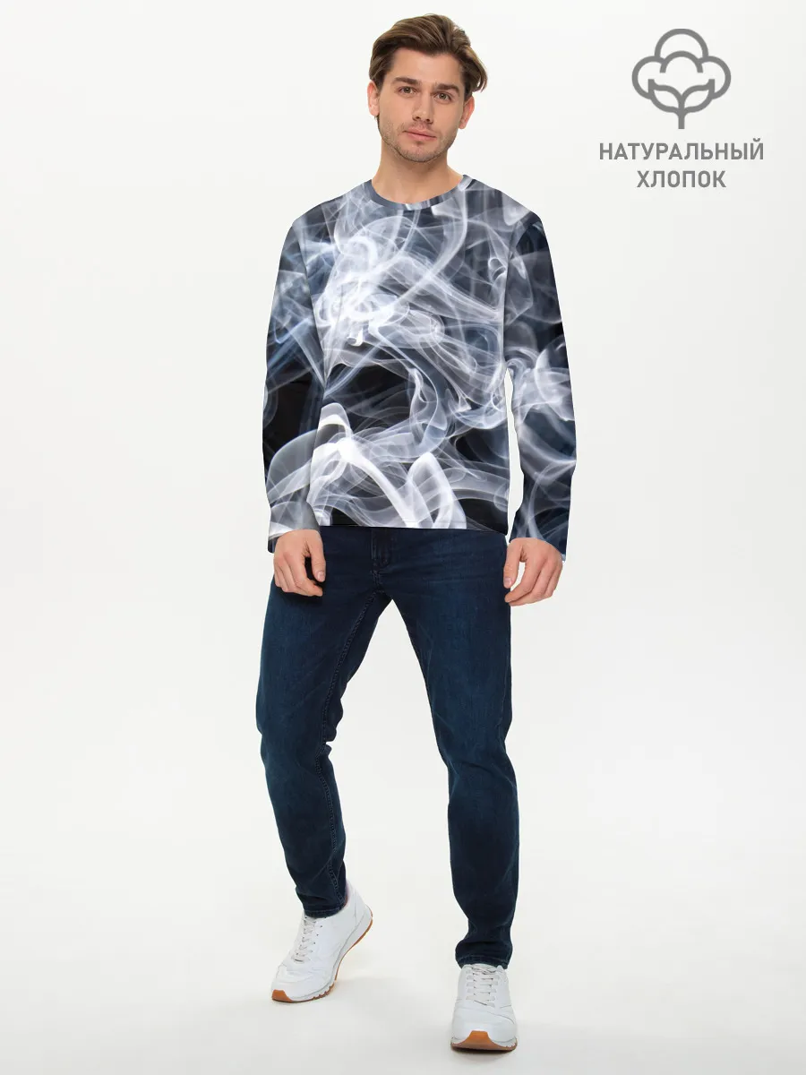 Мужской лонгслив базовый / Графика дыма