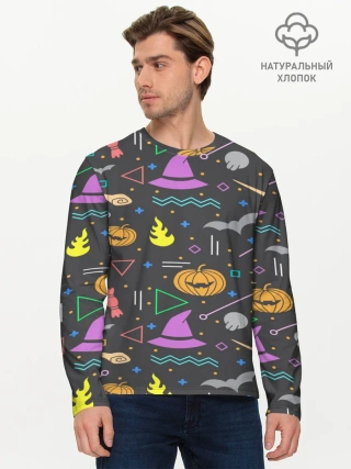 Мужской лонгслив базовый / Уютный Halloween