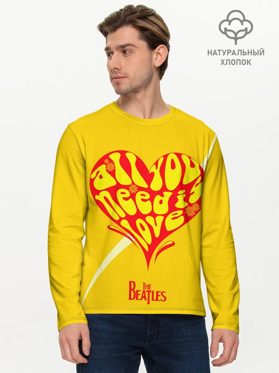 Мужской лонгслив базовый / All u need is love Beatles