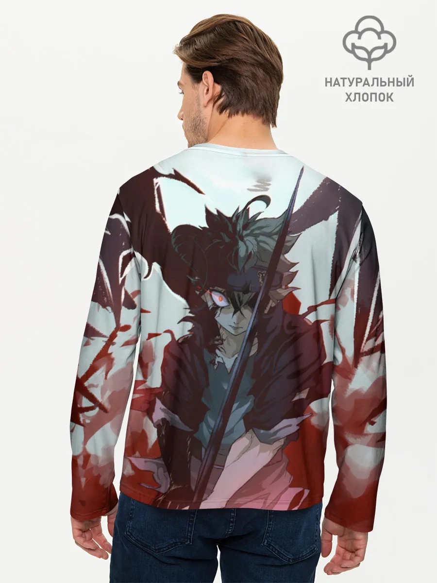 Мужской лонгслив базовый / Аста в режиме демона черный клевер