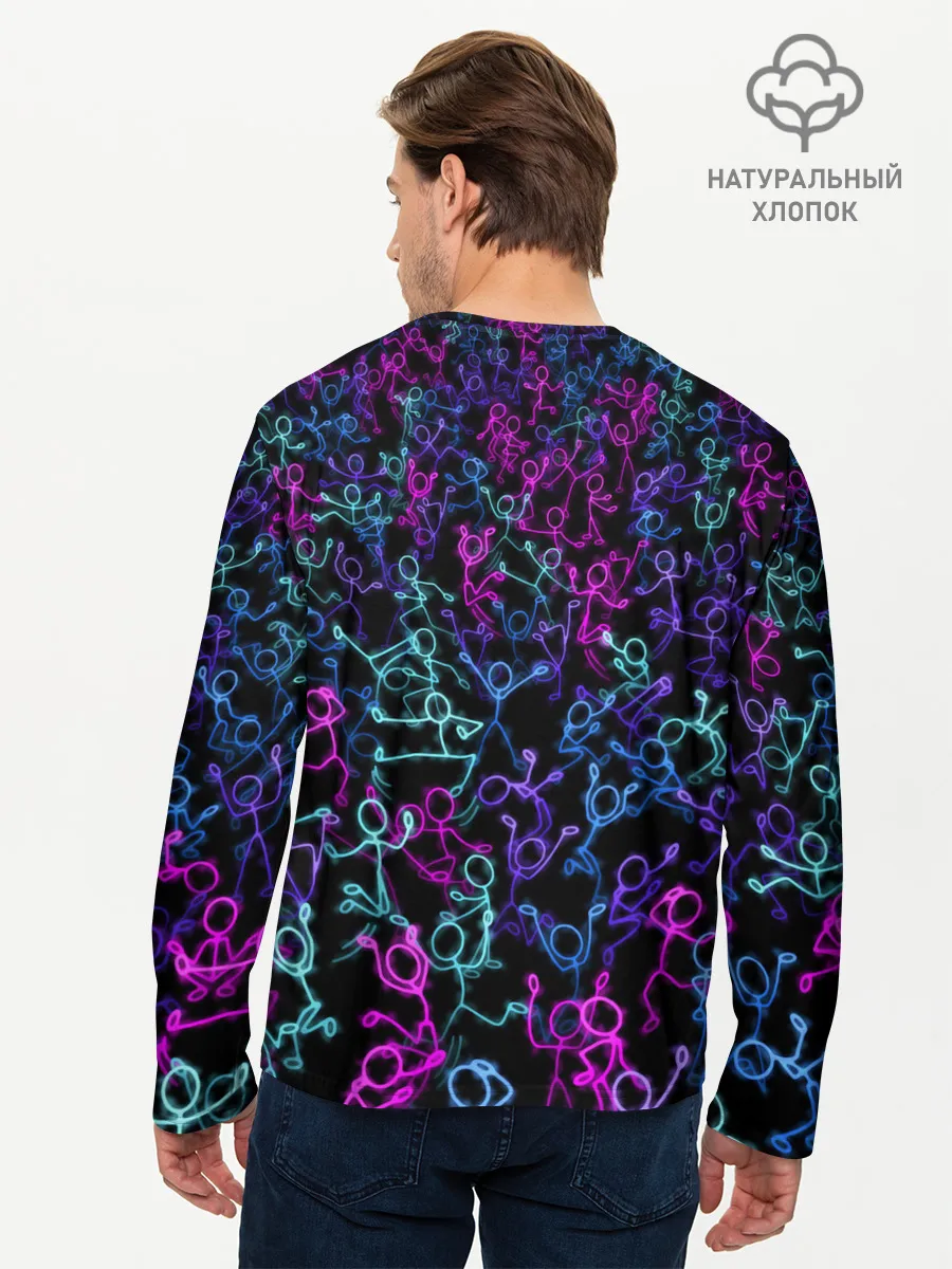 Мужской лонгслив базовый / Neon Rave Party