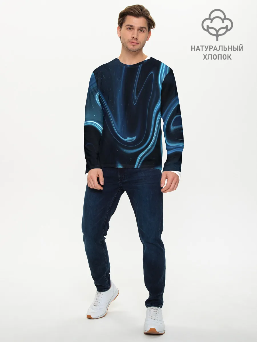 Мужской лонгслив базовый / Космическая волна