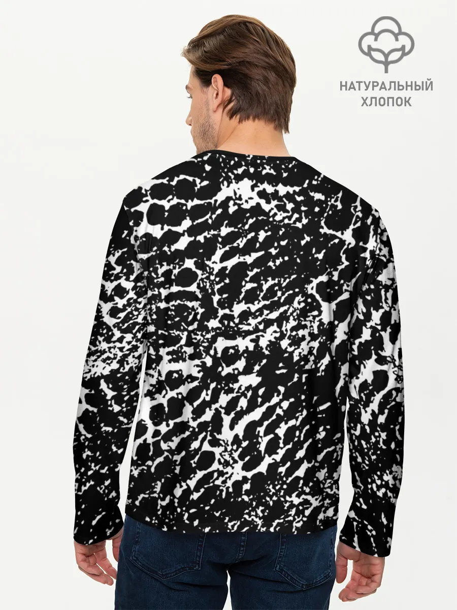 Мужской лонгслив базовый / Хаос белого на черном