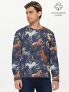 Мужской лонгслив базовый / Лошадки узор