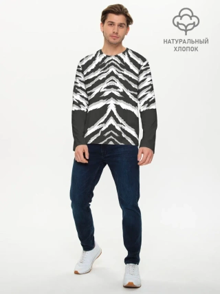 Мужской лонгслив базовый / Белая шкура тигра