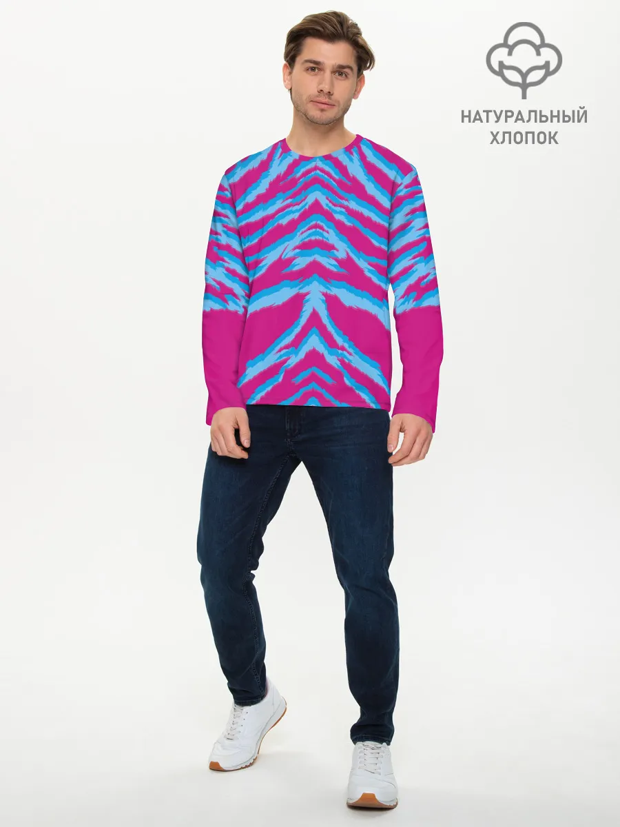 Мужской лонгслив базовый / Неоновая шкура тигра
