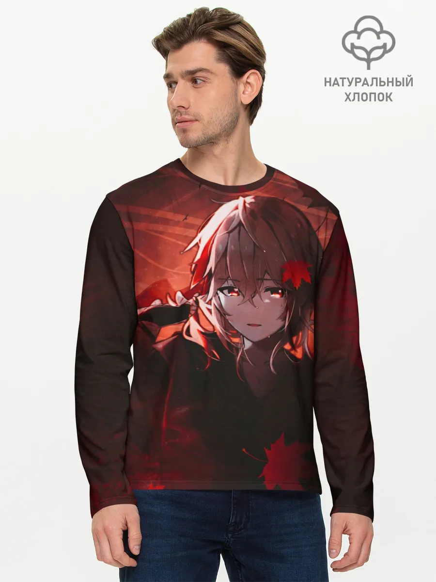 Мужской лонгслив базовый / Кадзуха в кленовых листьях